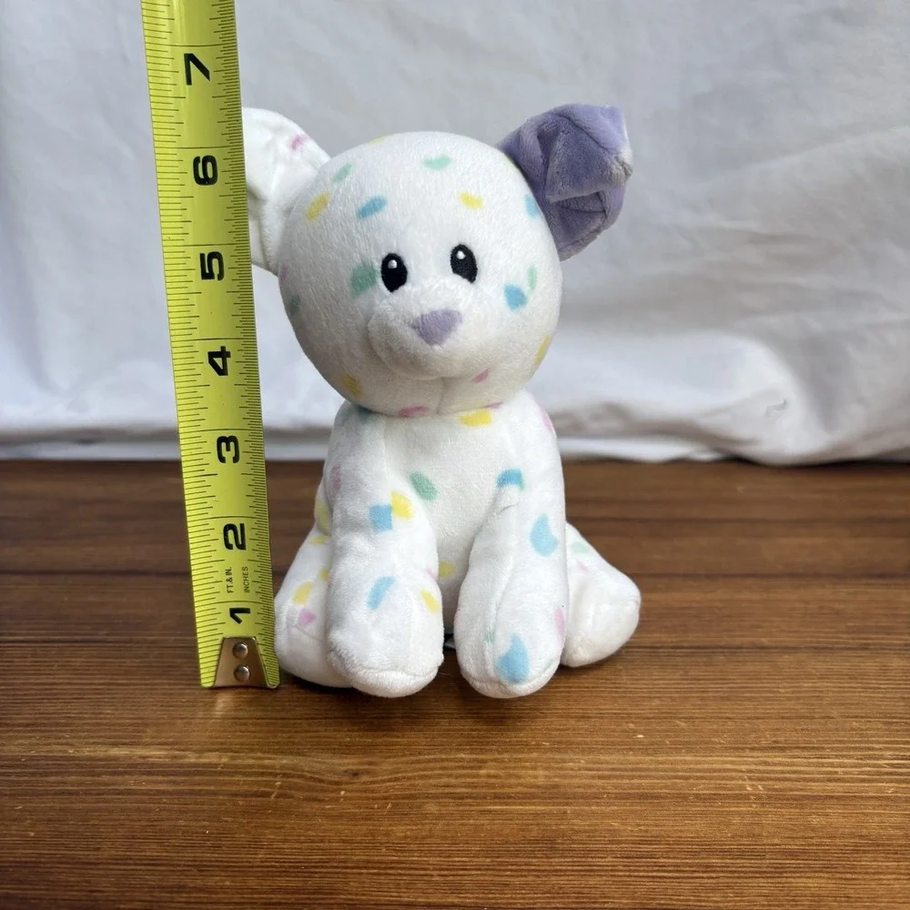 TY Beanie Babies Sprinkles White Confetti Puppy Dog Plush Stuffed Animal Toy